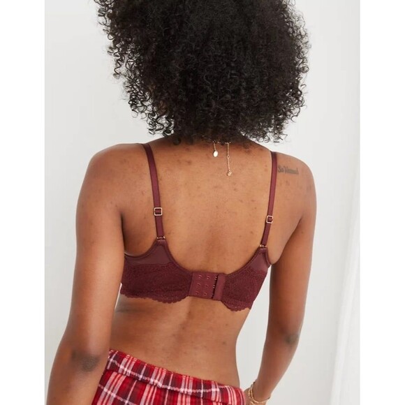 Aerie Real Power Paisley Lace Balconette Bra Royal Berry Size 34C - Picture 3 of 11